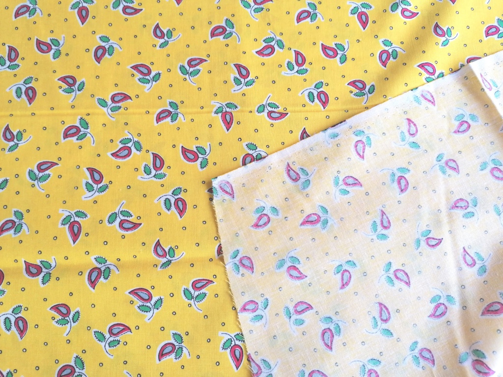 geel gebloemde 100% katoen /10cm - Afbeelding 2