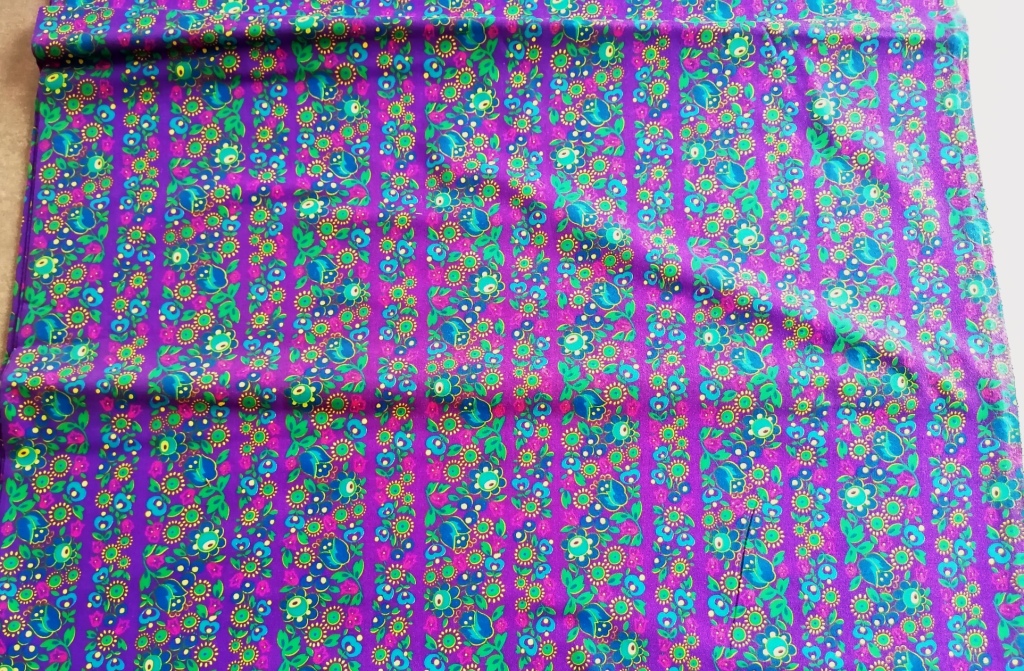 Jaren 70 dunne katoen Flower Power paars bloemetjes