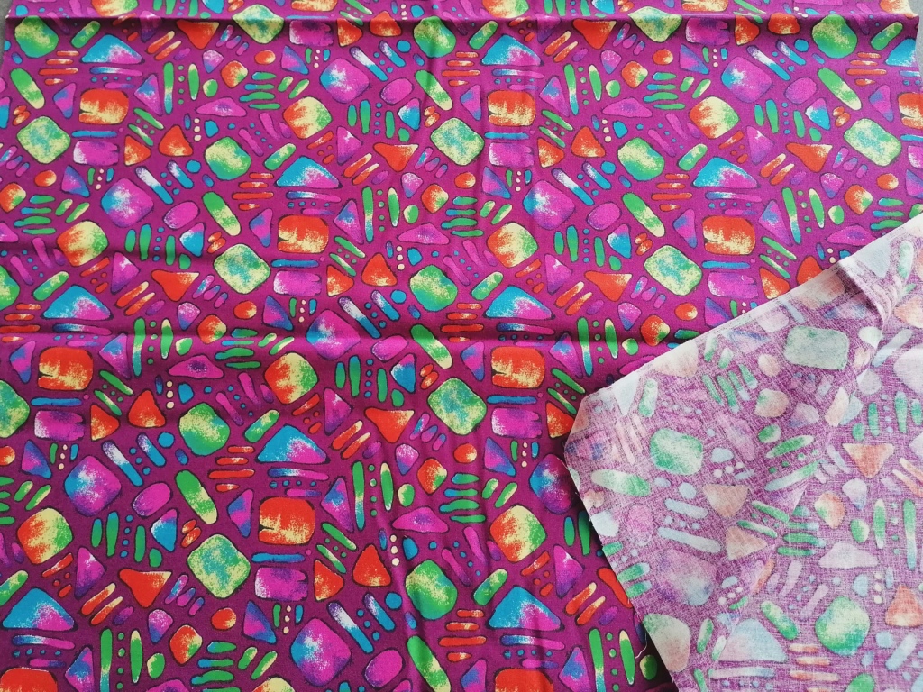 vJaren 80/90 dunne katoen paars magenta kristalmotief 1m - Afbeelding 2