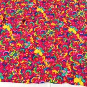 zomersweat 100% katoen rood gebloemd 0,7m