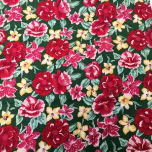 sweatstof katoen groen gebloemd 2m