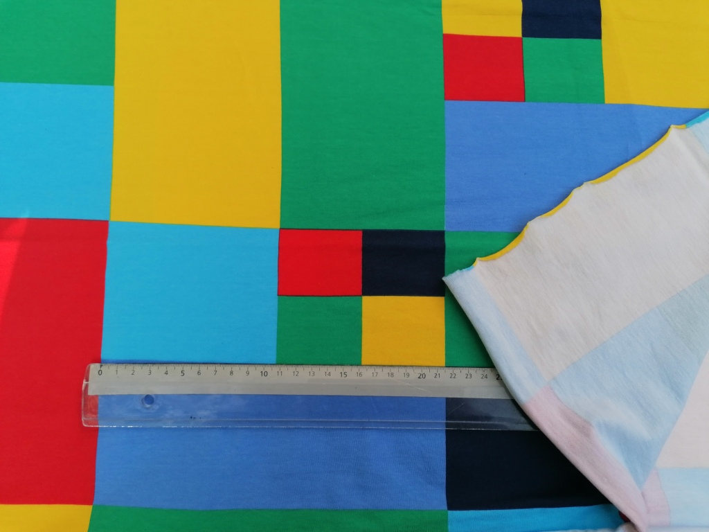 vintage jersey katoen patchwork blauw 1,1m - Afbeelding 2