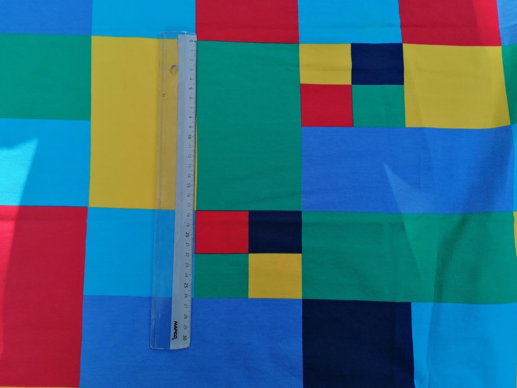 vintage jersey katoen patchwork blauw 1,1m - Afbeelding 3