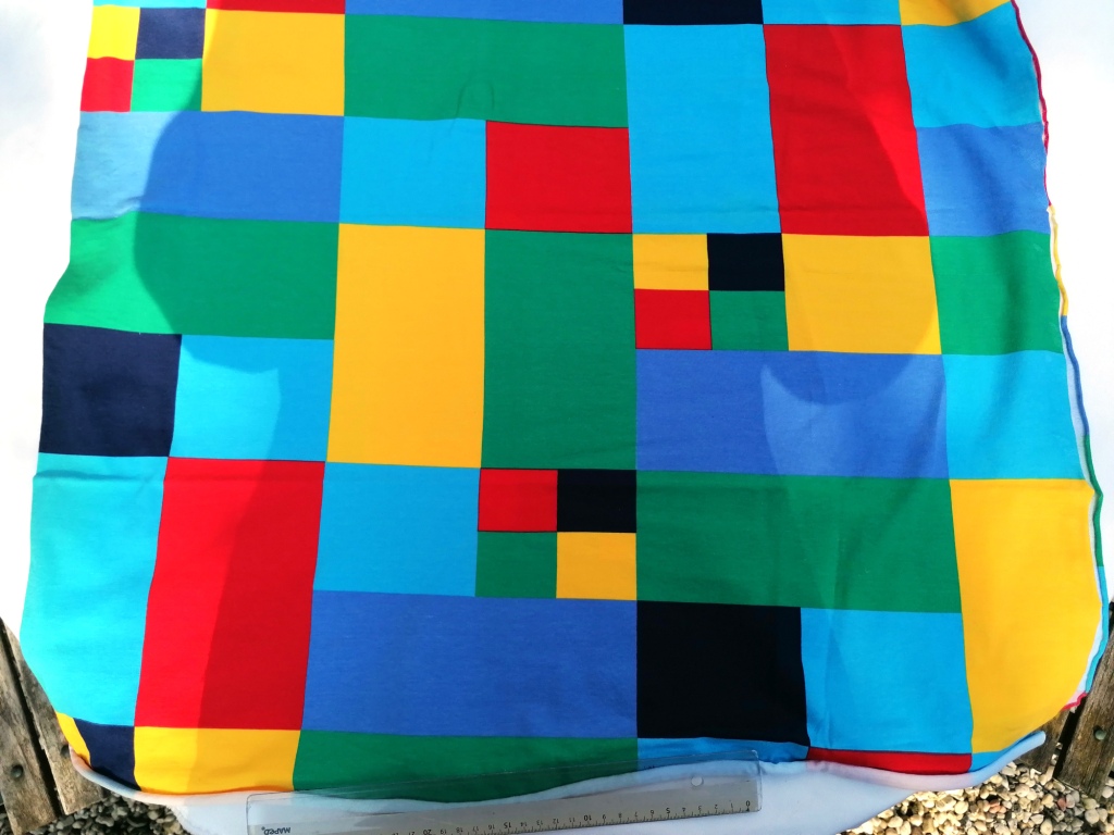 vintage jersey katoen patchwork blauw 1,1m