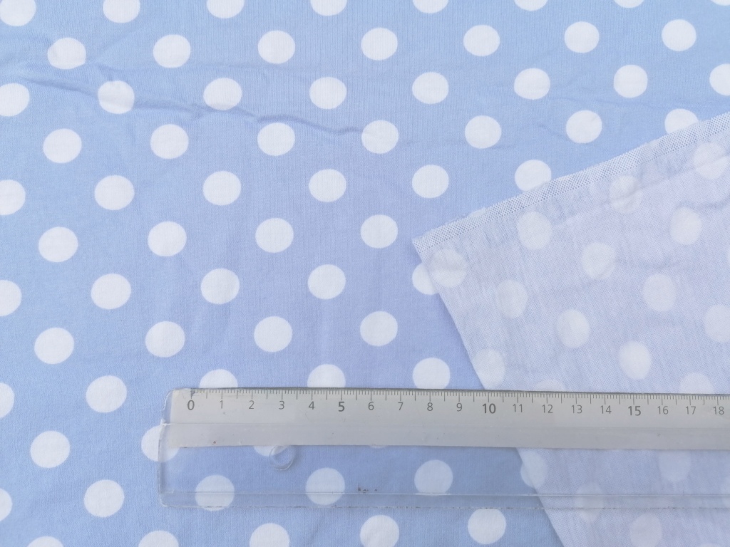 vintage jersey katoen blauw wit /10cm - Afbeelding 2