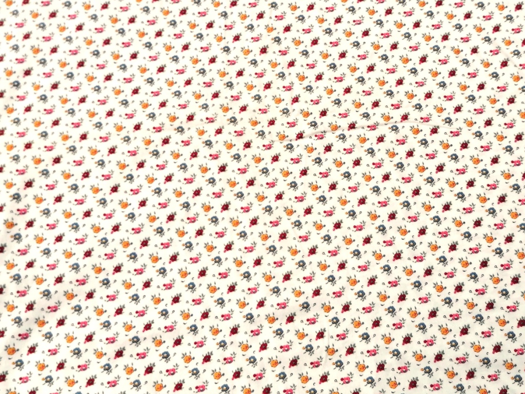 Vintage katoenen jersey beige bloemetjes