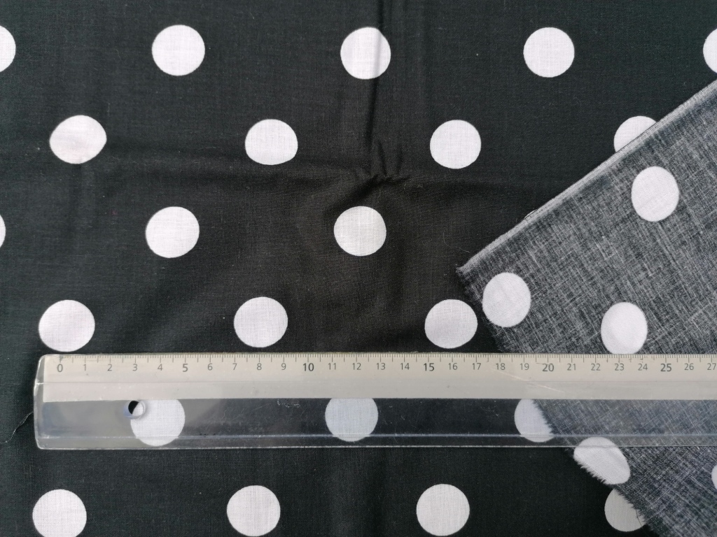 popeline zwart polka-dots 1,6m - Afbeelding 2