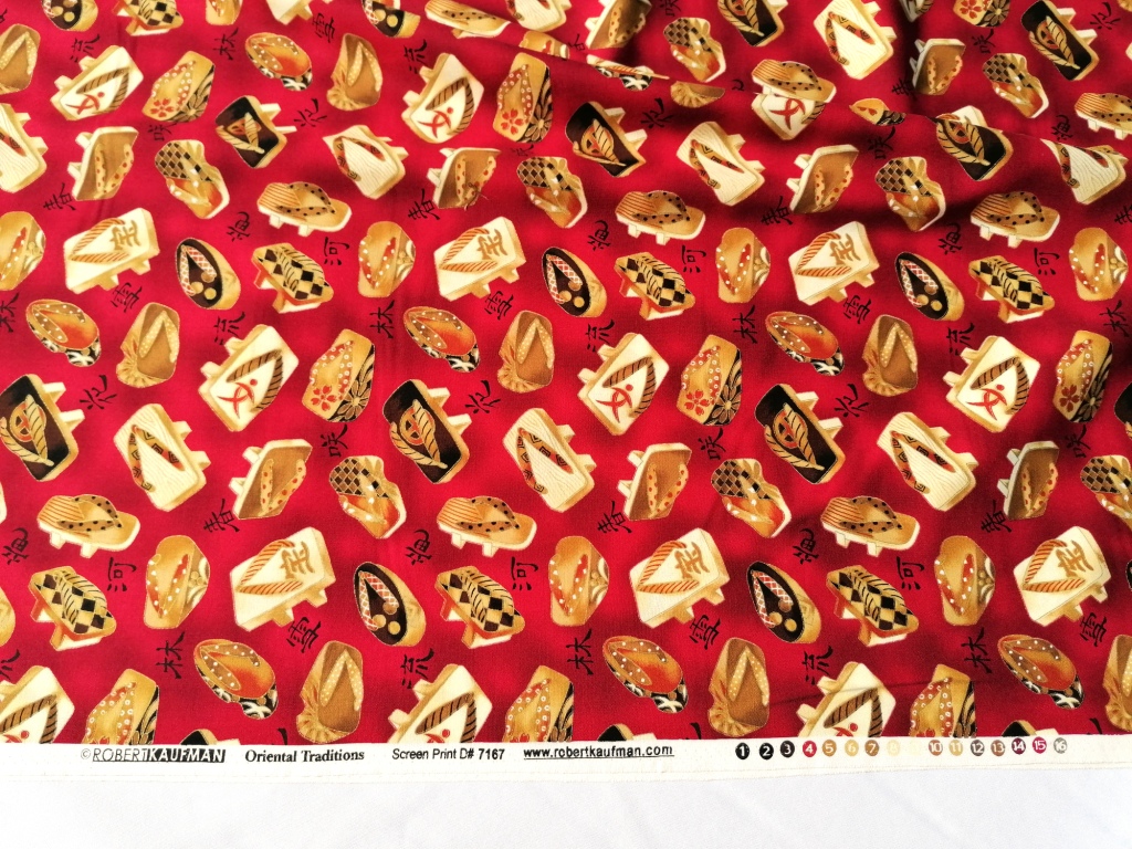 quiltstof rood beige tinten /10cm - Afbeelding 2