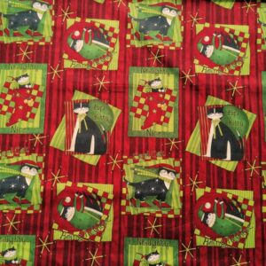 quiltstof rood groen tekeningen /10cm