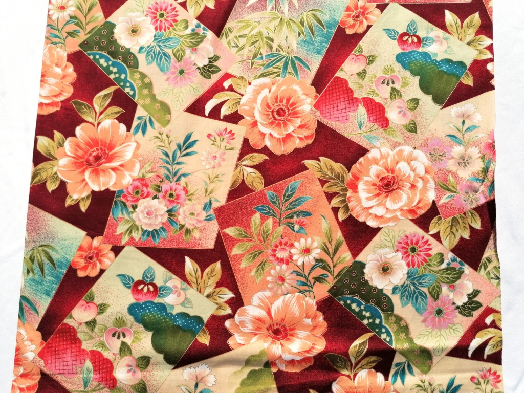 quiltstof bloemen tekening /10cm