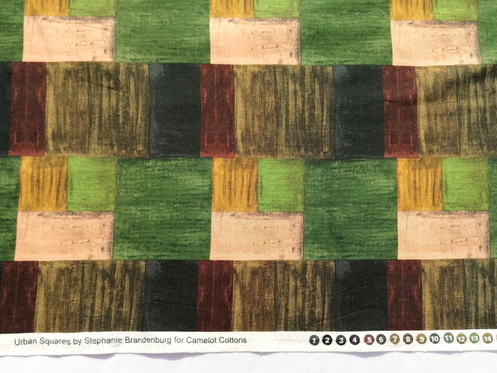 quiltstof groen bruin geblokt /10cm - Afbeelding 2