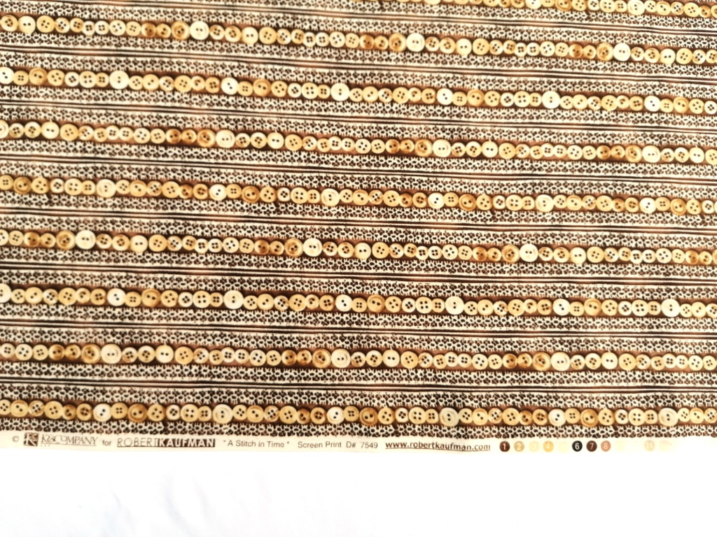 quiltstof bruin knopen strepen /10cm - Afbeelding 2