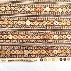 quiltstof bruin knopen strepen /10cm