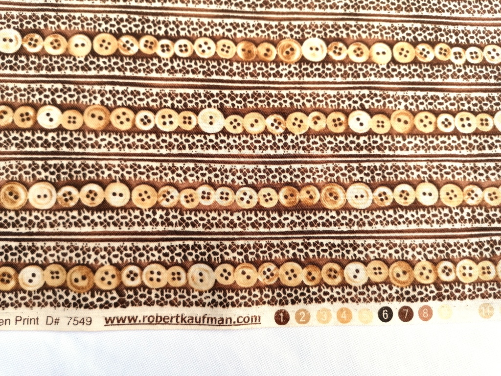 quiltstof bruin knopen strepen /10cm