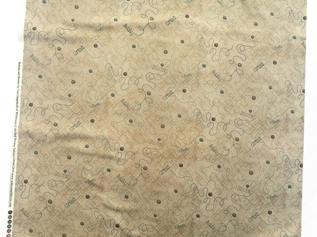 quiltstof beige ranken /10cm - Afbeelding 2