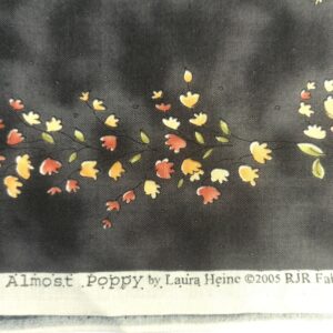 quiltstof zwartgrijs bloemen strepen /10cm