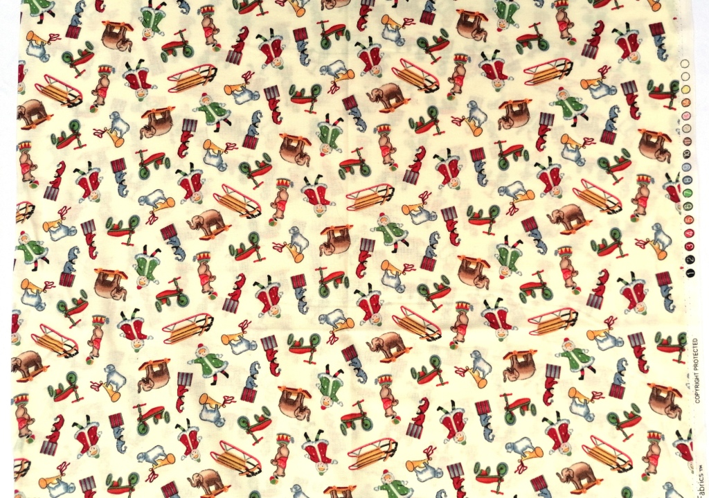 quiltstof wit kerst tekeningetjes /10cm - Afbeelding 2
