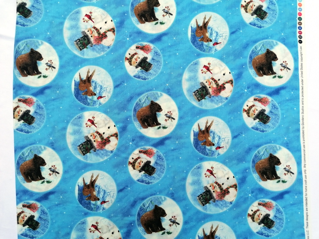 quiltstof blauw winter tafereel /10cm - Afbeelding 2