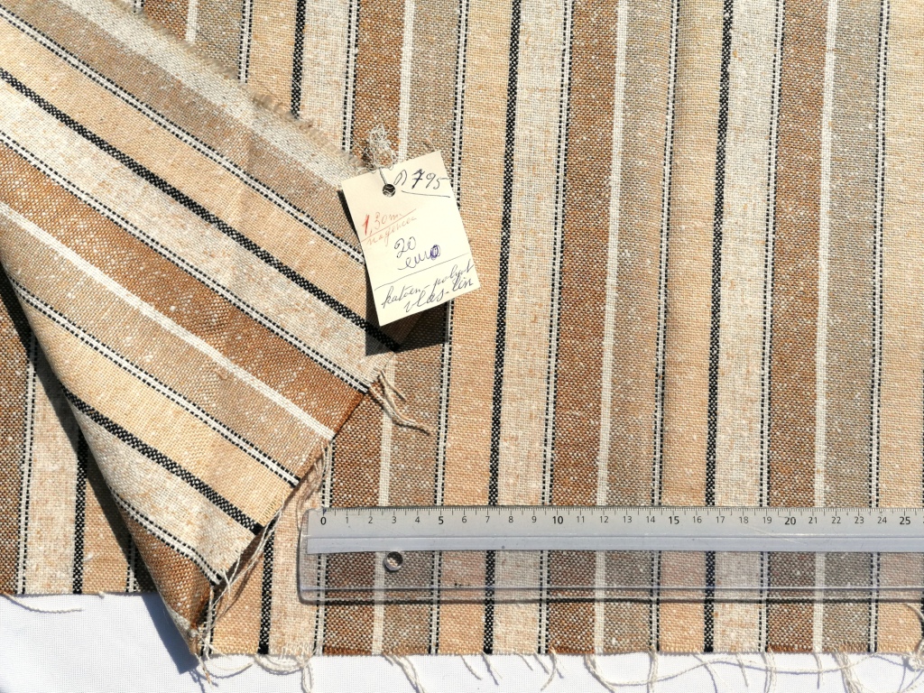 beige gestreept stevig linnen 1,25m - Afbeelding 2