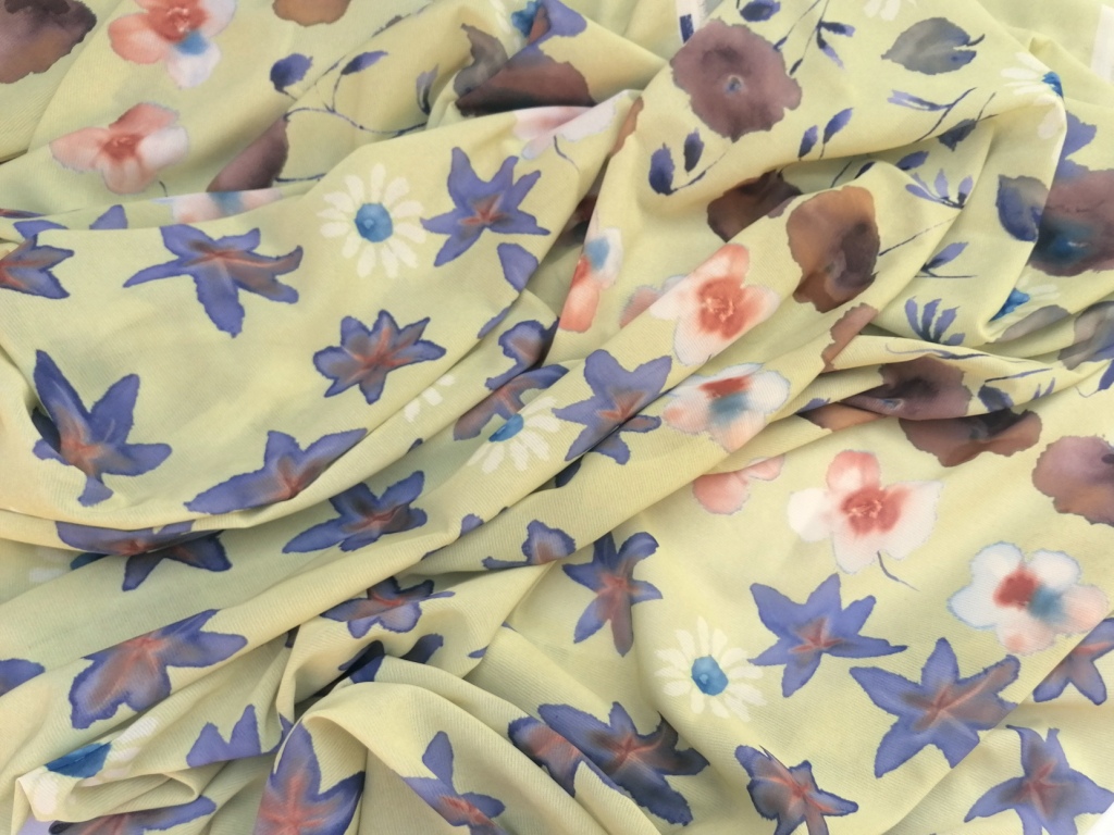Vintage gele bloemstof met boord 3m