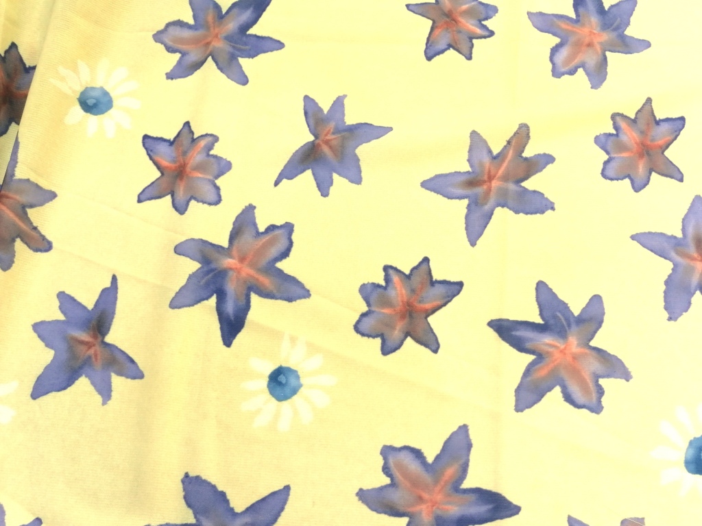 Vintage gele bloemstof met boord 3m - Afbeelding 3