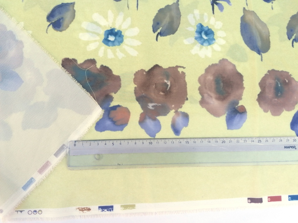 Vintage gele bloemstof met boord 3m - Afbeelding 4