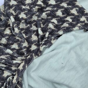 sweatstof  pied-de-poule motief grijs wit 1m