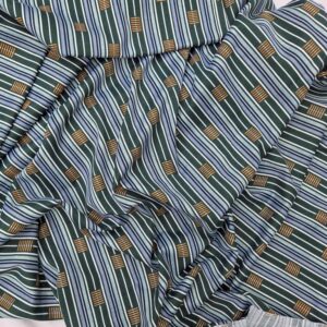 blauwe 100% katoenen jersey streepmotief /10cm
