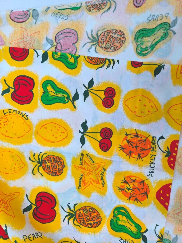 Katoen fruit print vintage voor- en achterzijde