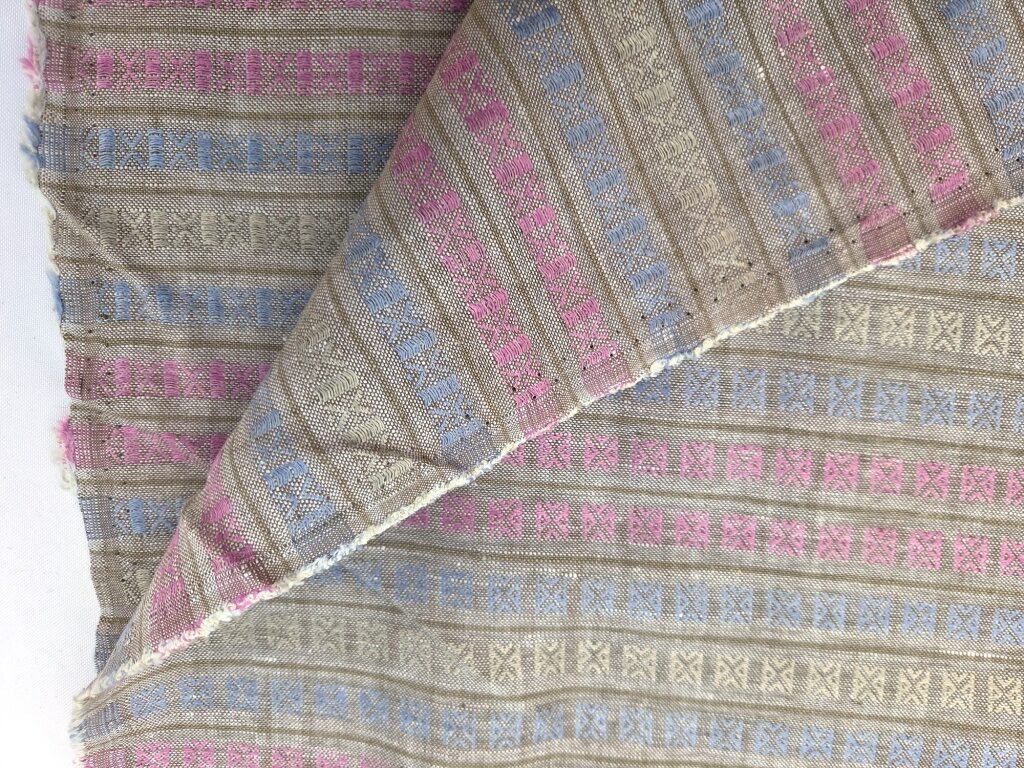Vintage linnen jacquard grijs gestreept