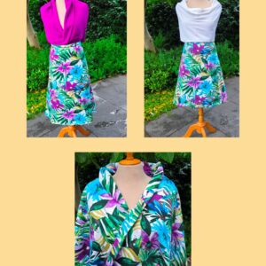 Zomerse stofcombinatie paarse bloemen — twee looks met gebloemde rok VivCreatiV
