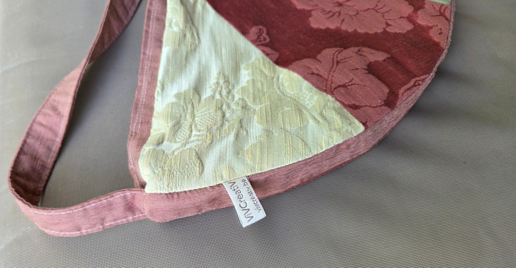 Halfronde Patchworktas Uniek "Fonteine" roodbruin - Afbeelding 3