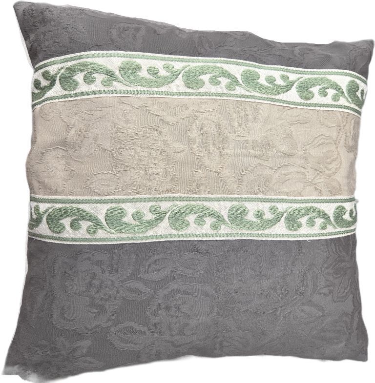 Kussen jacquard bruin beige sierband