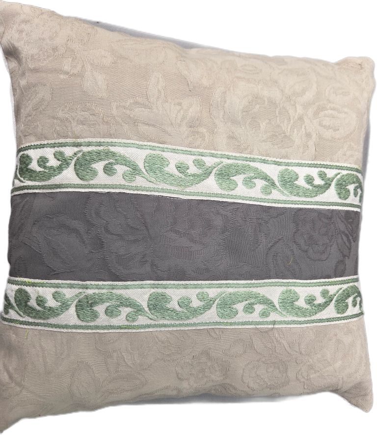 VivCreatiV kussen jacquard beige bruin, vooraanzicht